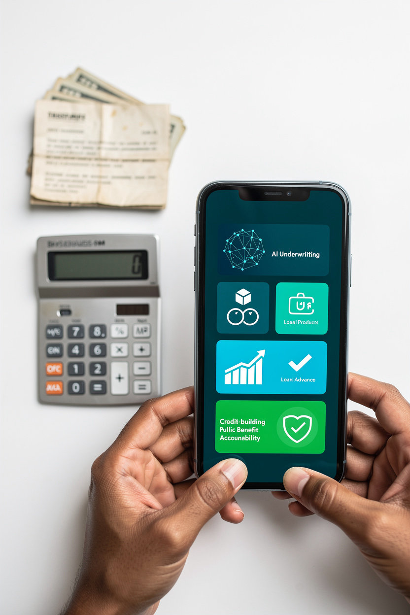 Possible AI transparent financial services platform demonstrating fair lending and credit-building solutions